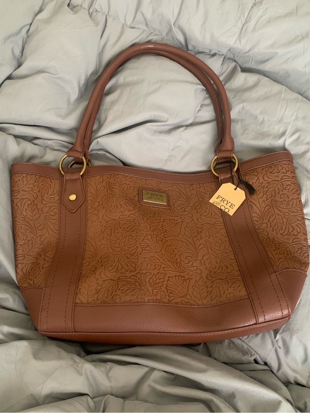 FRYE and Co Embossed Large Shoulder Tote Bag